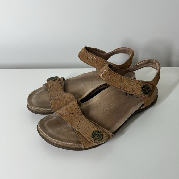 Taos Pioneer Stone Leather Sandals Women’s 9 PIO-13932 Brown Memory Foam Comfort - Picture 1 of 9